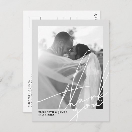 白黒の写真の結婚ありがとう ポストカード (正面/裏面)