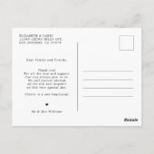 白黒の写真の結婚ありがとう ポストカード (裏面)