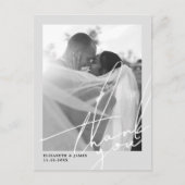 白黒の写真の結婚ありがとう ポストカード (正面)