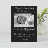 白黒の写真の誕生のお知らせ 案内状 (スタンド正面)