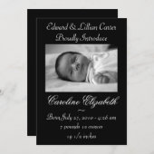 白黒の写真の誕生のお知らせ 案内状 (正面/裏面)