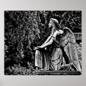 白黒の写真ひざまずき天使 ポスター (正面)