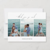 白黒の写真をクモダンリア結婚する サンキューカード (正面)