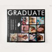 白黒の写真を背景に卒業式パーティー タペストリー (正面(横))