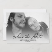 白黒の写真エレガント日モダン付を保存 セーブザデート (正面)