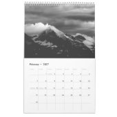 白黒の写真カレンダーに山を表示 カレンダー (2月 2027)