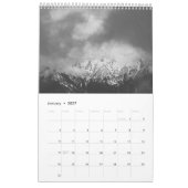 白黒の写真カレンダーに山を表示 カレンダー (1月 2027)