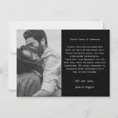 白黒の写真コンテンポラリー サンキューカード (裏面)