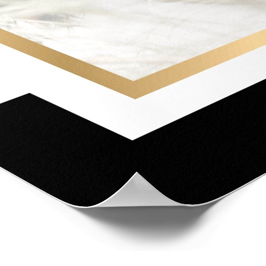 白黒の写真ストライプの歓迎結婚サイン ポスター (角)