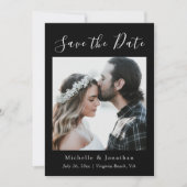 白黒の写真バイブル聖句クリスチャン結婚ズ セーブザデート (正面)