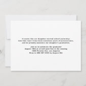 白黒の写真モダンのストライプ卒業 招待状 (裏面)