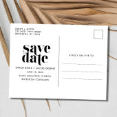 白黒の写真モダン日結婚付を保存 案内ポストカード