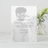 白黒の写真モダン結婚の 招待状 (スタンド正面)