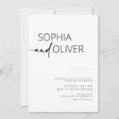 白黒の写真モダン結婚の 招待状 (正面)