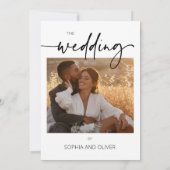 白黒の写真モダン結婚の 招待状 (裏面)