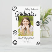 白黒の写真卒業のお知らせ 招待状 (スタンド正面)