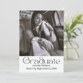 白黒の写真卒業アーチ発表 招待状 (スタンド正面)