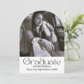 白黒の写真卒業アーチ発表 招待状 (スタンド正面)