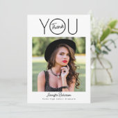 白黒の写真卒業 サンキューカード (スタンド正面)