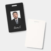 白黒の写真名バッジ バッジ (正面＆裏面)