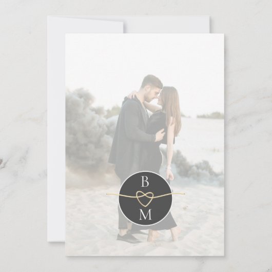 白黒の写真結婚の 招待状 (裏面)