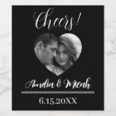 白黒の写真結婚応援 ワインラベル (シングルラベル)