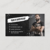 白黒の写真錆びたバーバーバーショップメンズひげそり 名刺 (正面)