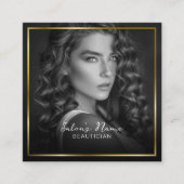 白黒の写真 |金ゴールドエレガントフレーム スクエア名刺 (正面)