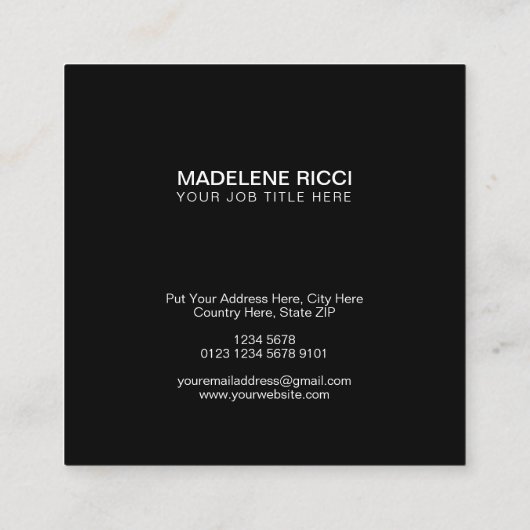 白黒の写真 |金ゴールドエレガントフレーム スクエア名刺 (裏面)