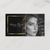 白黒の写真 |金ゴールドエレガントフレーム 名刺 (正面)