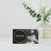 白黒の写真 |黒の金ゴールド枠 名刺 (スタンド正面)