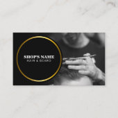 白黒の写真 |黒の金ゴールド枠 名刺 (正面)