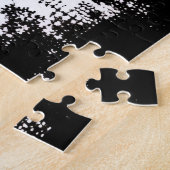 白黒の冬のシルエット林 ジグソーパズル (側面)