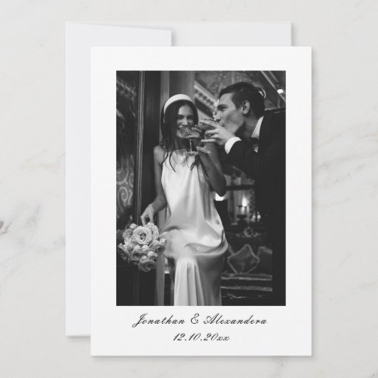 白黒の冬の結婚式 招待状 (裏面)