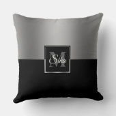 白黒の分割スクリーンの幾何学的デザイン クッション (裏面)