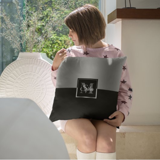 白黒の分割スクリーンの幾何学的デザイン クッション