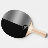 白黒の分割スクリーンの幾何学的デザイン 卓球ラケット (横)