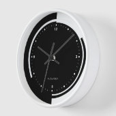白黒の分割スクリーンの幾何学的デザイン 壁時計 (傾斜)