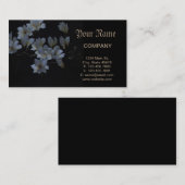 白黒の刺繍マグノリア花 名刺 (正面/裏面)