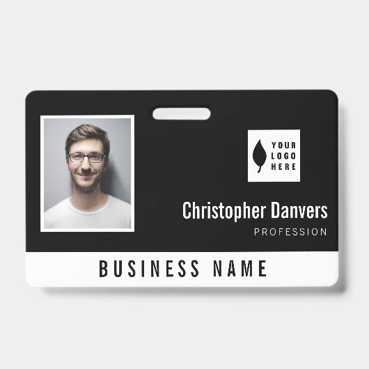 白黒の削除ロゴを追加するOffice従業員 バッジ (正面)