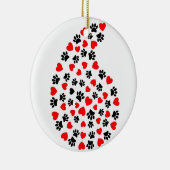 白黒の前足とハートペイズリーパターン セラミックオーナメント (右)