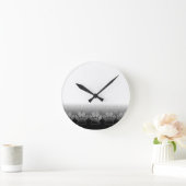 白黒の前足のグラデーションの背景 ラウンド壁時計 (ホーム)