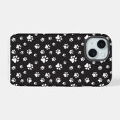 白黒の前足のパターン iPhone 15ケース (裏面横)