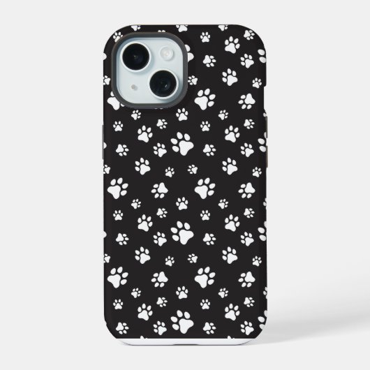 白黒の前足のパターン iPhone 15ケース (裏面)