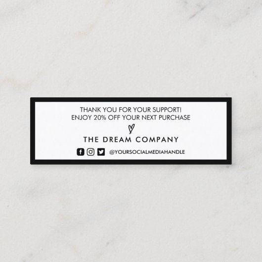 白黒の割引カード スキニー名刺 (裏面)