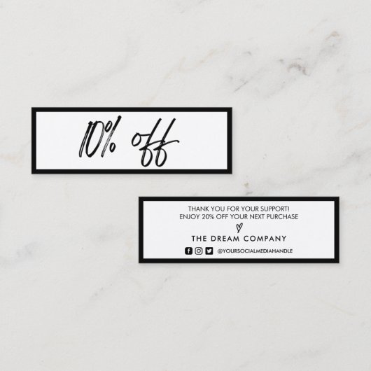 白黒の割引カード スキニー名刺 (正面/裏面)
