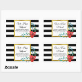 白黒の動ストライプの用案内 長方形シール (シート)