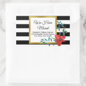 白黒の動ストライプの用案内 長方形シール (バッグ)