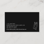 白黒の動物の低ポリフクロウ 名刺 (裏面)