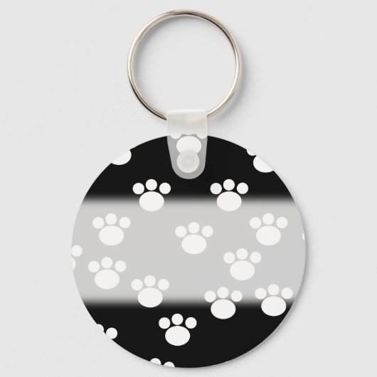 白黒の動物の手の印刷パターン。 キーホルダー (正面)